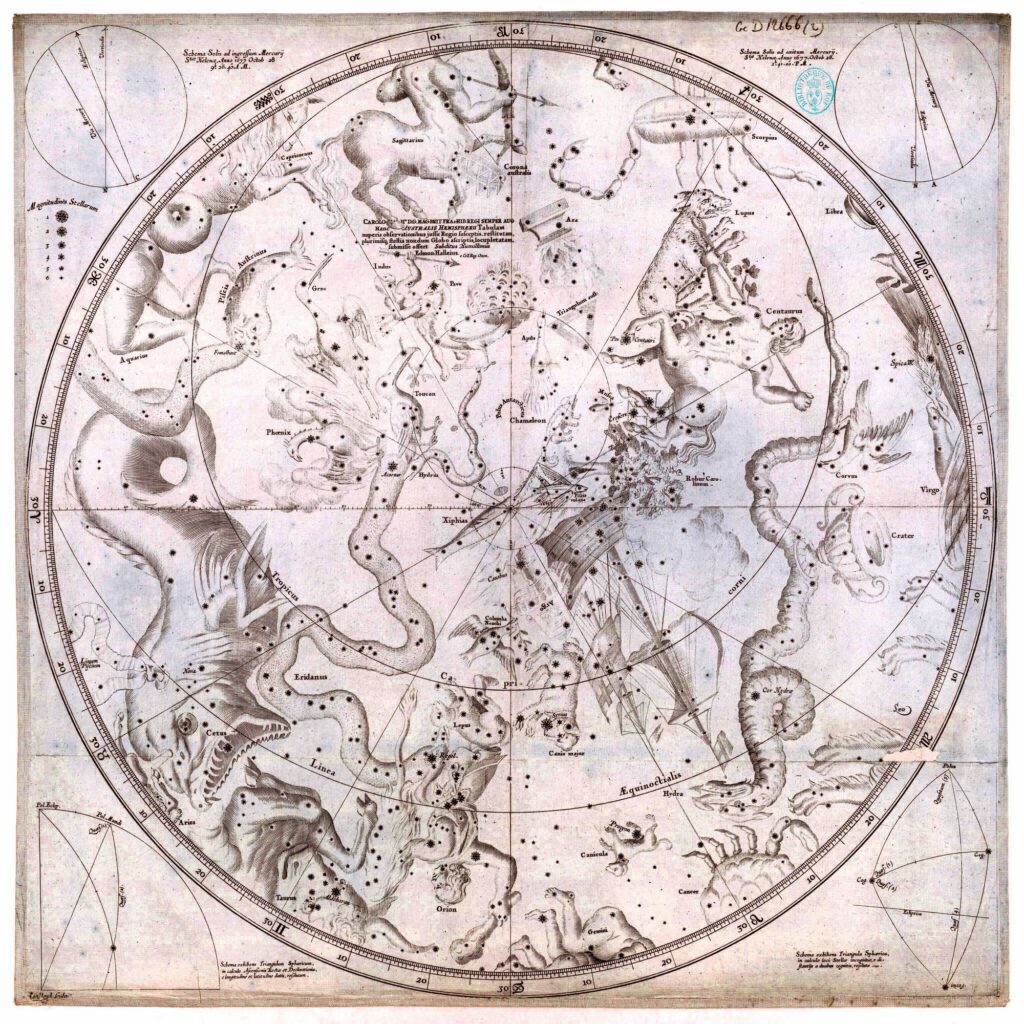 planisferi celest fet per Edmond Halley